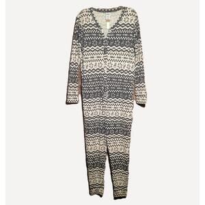 Victoria's Secret PINK thermal One-Piece Gray/Cream Thermal Pajamas NWT - Sz XL